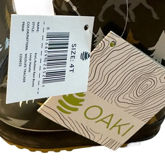 Oaki Black Wildlife Tracker Rain Boots Toddler 4T NWT - Picture 9 of 10